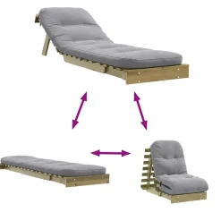 vidaXL Futon slaapbank met matras 60x206x11 cm massief grenenhout wit