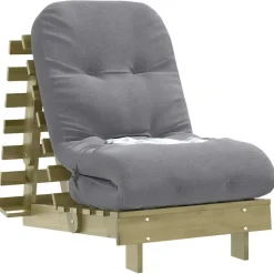 vidaXL Futon slaapbank met matras 60x206x11 cm massief grenenhout wit