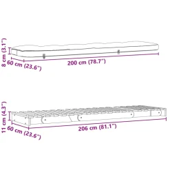 vidaXL Futon slaapbank met matras 60x206x11 cm massief grenenhout