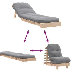 vidaXL Futon slaapbank met matras 60x206x11 cm massief grenenhout