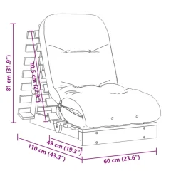 vidaXL Futon slaapbank met matras 60x206x11 cm massief grenenhout