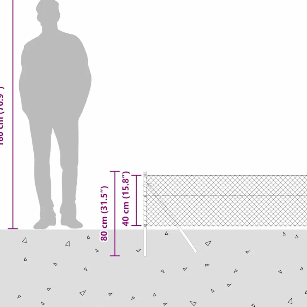 vidaXL gaashek met grondbevestiging 10 x 0,4 m PVC-Coated Staal Grijs