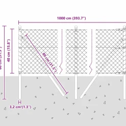 vidaXL gaashek met grondbevestiging 10 x 0,4 m PVC-Coated Staal Grijs