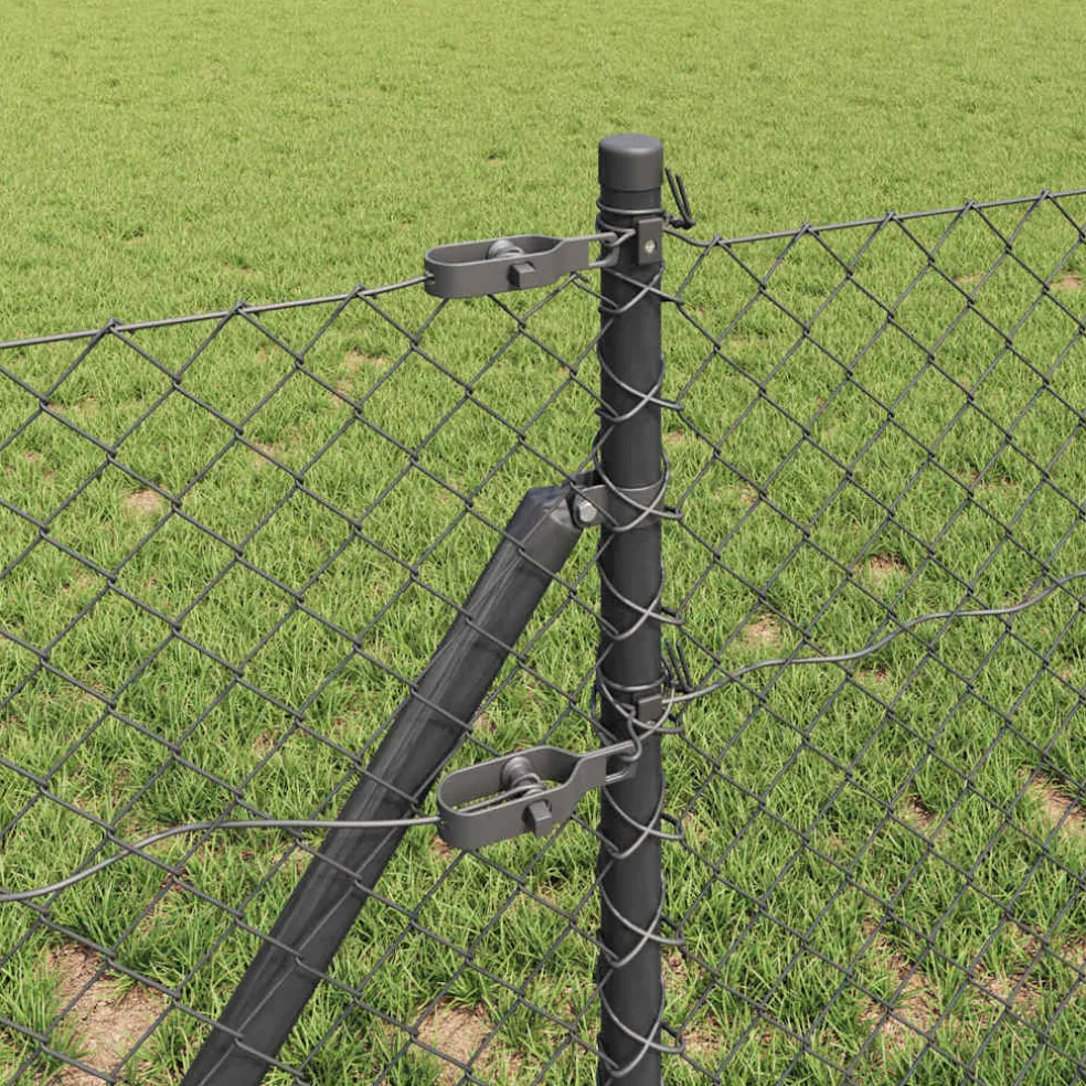 vidaXL gaashek met grondbevestiging 10 x 0,4 m PVC-Coated Staal Grijs