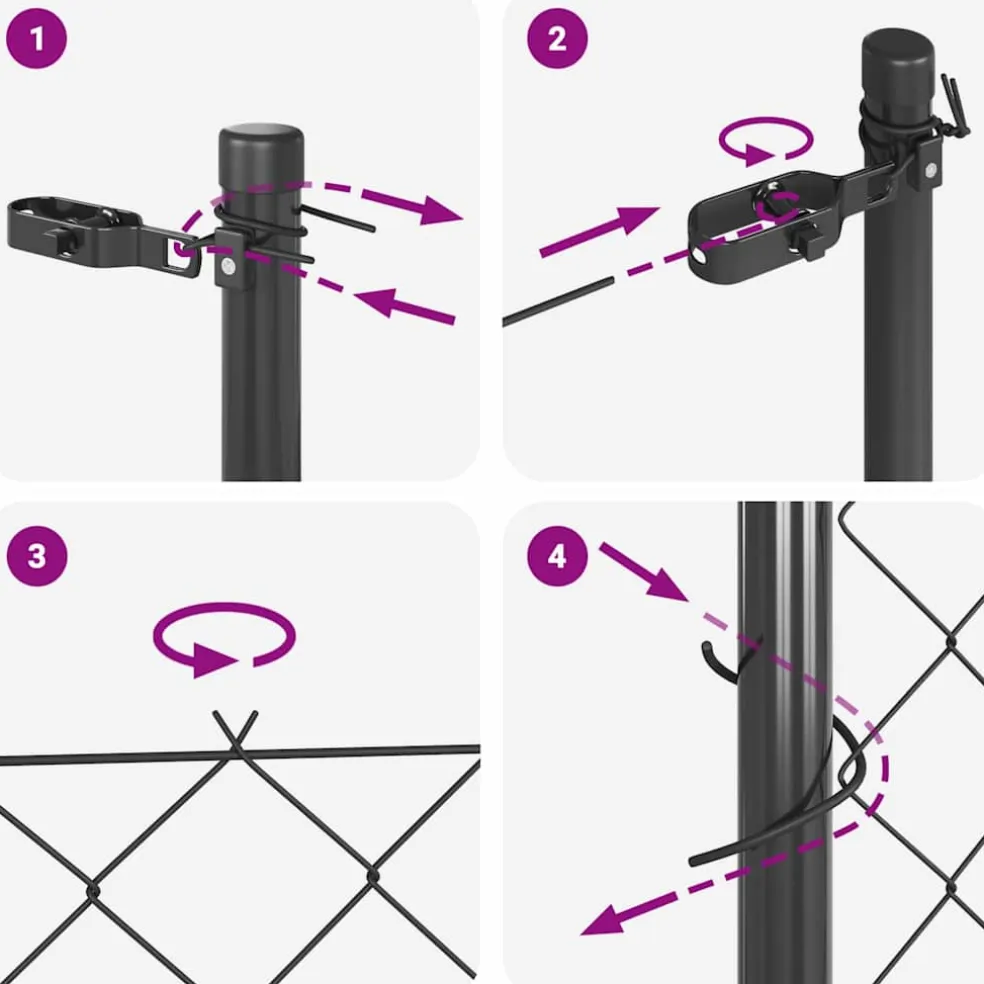 vidaXL gaashek met grondbevestiging 10 x 0,4 m PVC-Coated Staal Grijs