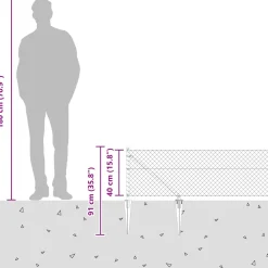 vidaXL gaashek met grondpennen 10 x 0,4 m Gegalvaniseerd staal zilver