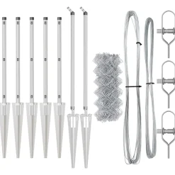 vidaXL gaashek met grondpennen 10 x 0,4 m Gegalvaniseerd staal zilver