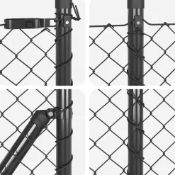 vidaXL gaashek met grondpennen 10 x 0,4 m PVC-Coated Staal Grijs Mesh