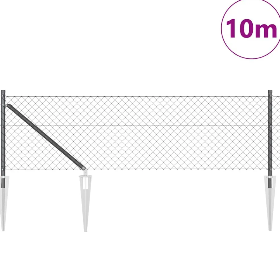 vidaXL gaashek met grondpennen 10 x 0,4 m PVC-Coated Staal Grijs Mesh