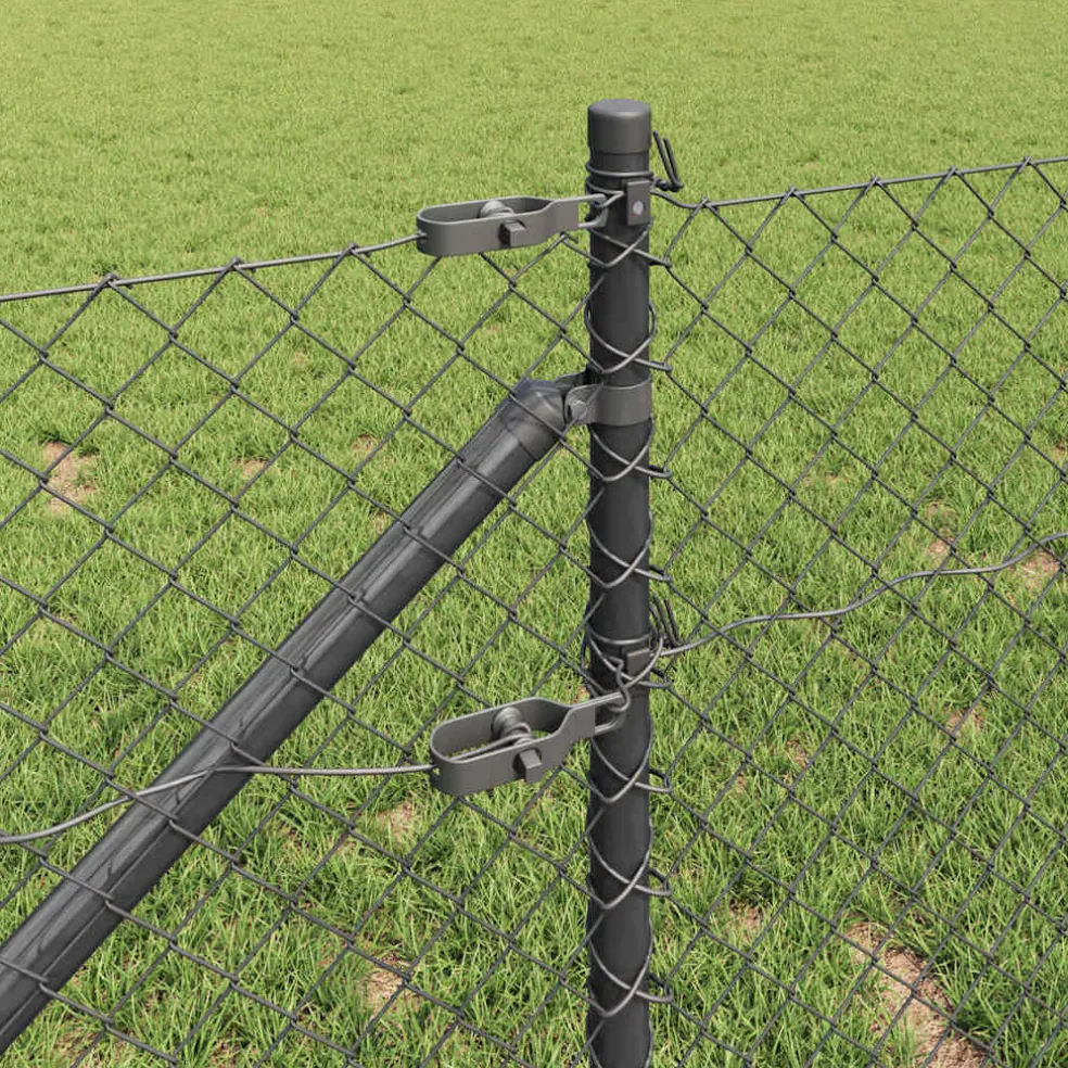 vidaXL gaashek met grondpennen 10 x 0,4 m PVC-Coated Staal Grijs Mesh