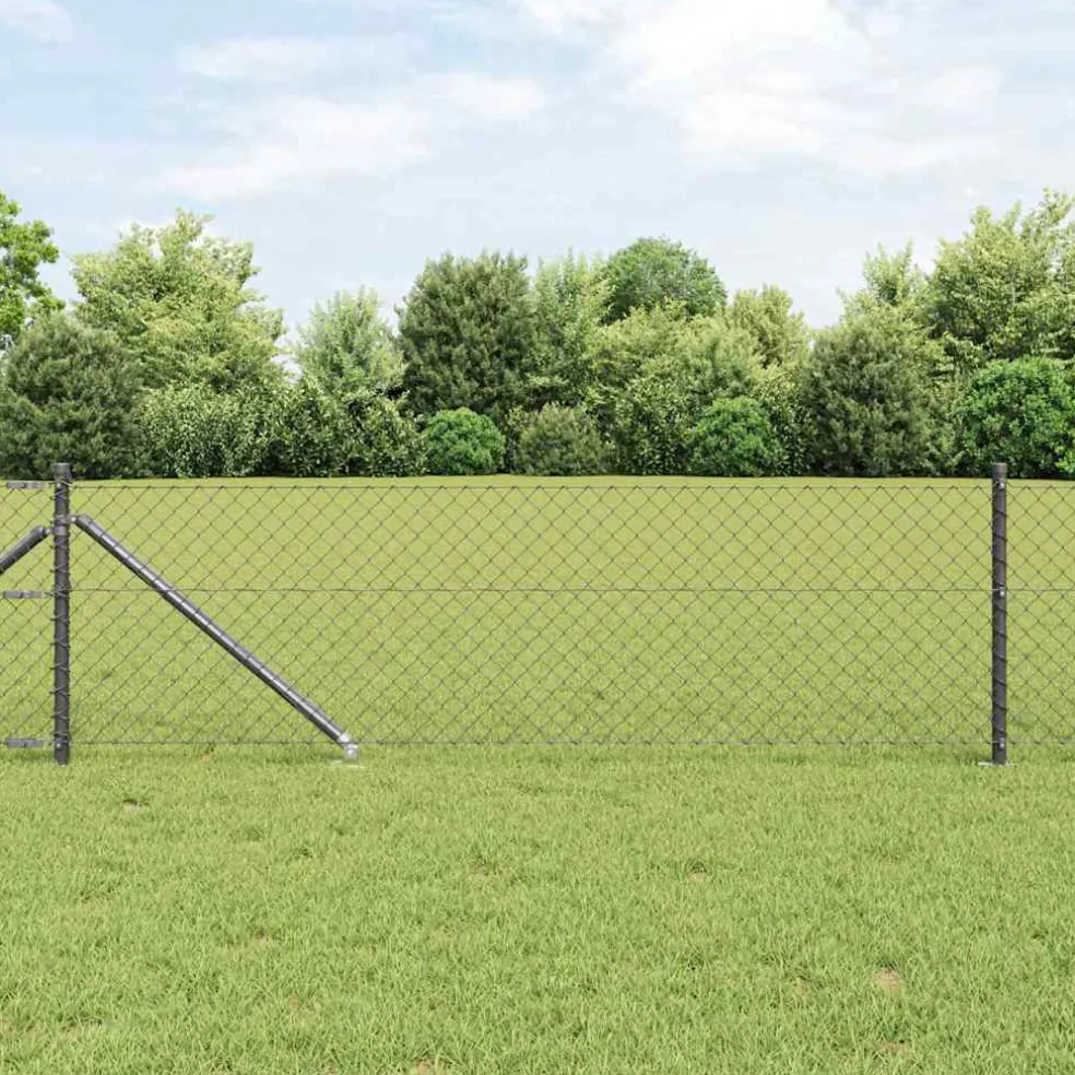 vidaXL gaashek met grondpennen 10 x 0,4 m PVC-Coated Staal Grijs Mesh