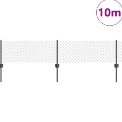 vidaXL Gaashek met palen 10 x 0,4 m PVC-Coated Staal Grijs Mesh