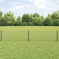 vidaXL Gaashek met palen 10 x 0,4 m PVC-Coated Staal Grijs Mesh