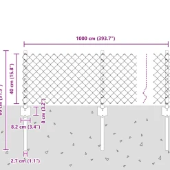 vidaXL Gaashek met palen 10 x 0,4 m PVC-Coated Staal Grijs Mesh