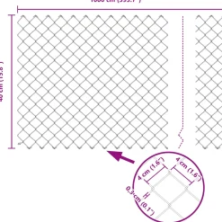 vidaXL Gaashek met palen 10 x 0,4 m PVC-Coated Staal Grijs Mesh