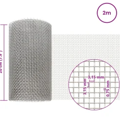 vidaXL Gaas Scherm 20 x 200 cm 6 Mesh RVS 201 Zilverkleurig