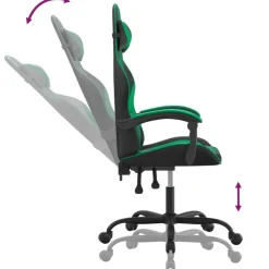 vidaXL Gamestoel draaibaar kunstleer zwart en groen