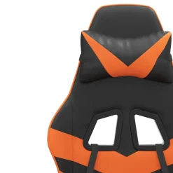 vidaXL Gamestoel draaibaar kunstleer zwart en oranje