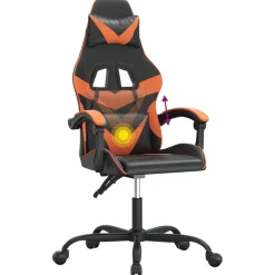 vidaXL Gamestoel draaibaar kunstleer zwart en oranje