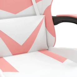 vidaXL Gamestoel draaibaar kunstleer wit en roze