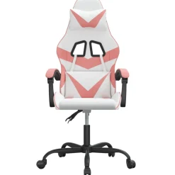 vidaXL Gamestoel draaibaar kunstleer wit en roze