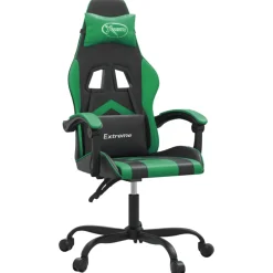 vidaXL Gamestoel draaibaar kunstleer zwart en groen
