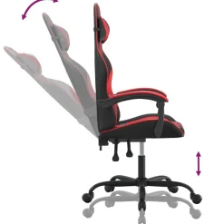 vidaXL Gamestoel draaibaar kunstleer zwart en rood