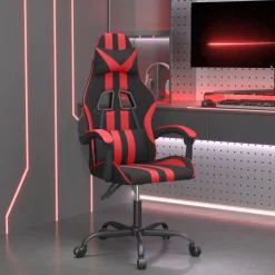 vidaXL Gamestoel draaibaar kunstleer zwart en rood