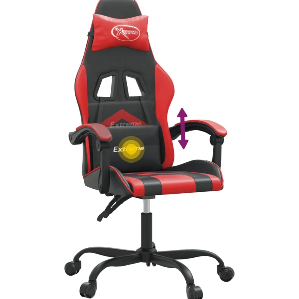 vidaXL Gamestoel draaibaar kunstleer zwart en rood