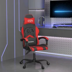 vidaXL Gamestoel draaibaar kunstleer zwart en rood