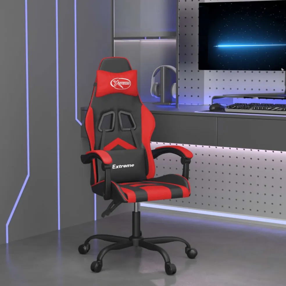 vidaXL Gamestoel draaibaar kunstleer zwart en rood