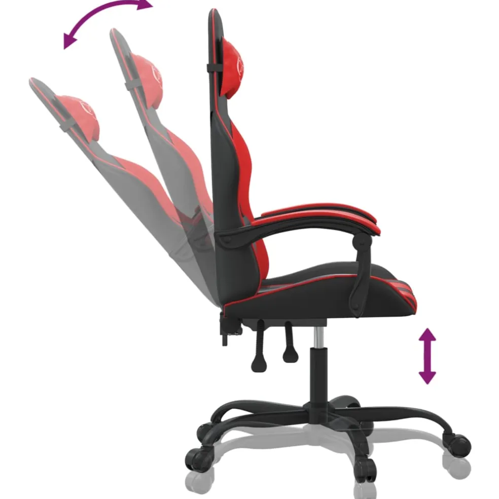 vidaXL Gamestoel draaibaar kunstleer zwart en rood