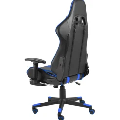 vidaXL Gamestoel draaibaar met voetensteun PVC blauw