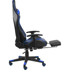 vidaXL Gamestoel draaibaar met voetensteun PVC blauw