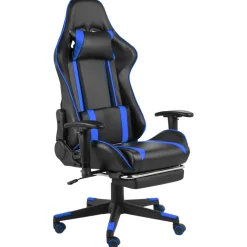 vidaXL Gamestoel draaibaar met voetensteun PVC blauw