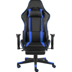vidaXL Gamestoel draaibaar met voetensteun PVC blauw