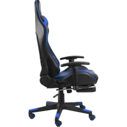 vidaXL Gamestoel draaibaar met voetensteun PVC blauw