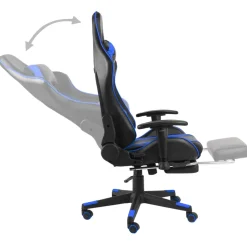 vidaXL Gamestoel draaibaar met voetensteun PVC blauw