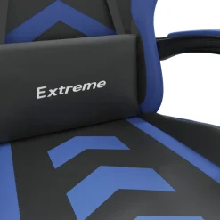 vidaXL Gamestoel draaibaar met voetensteun kunstleer zwart en blauw