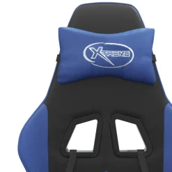 vidaXL Gamestoel draaibaar met voetensteun kunstleer zwart en blauw