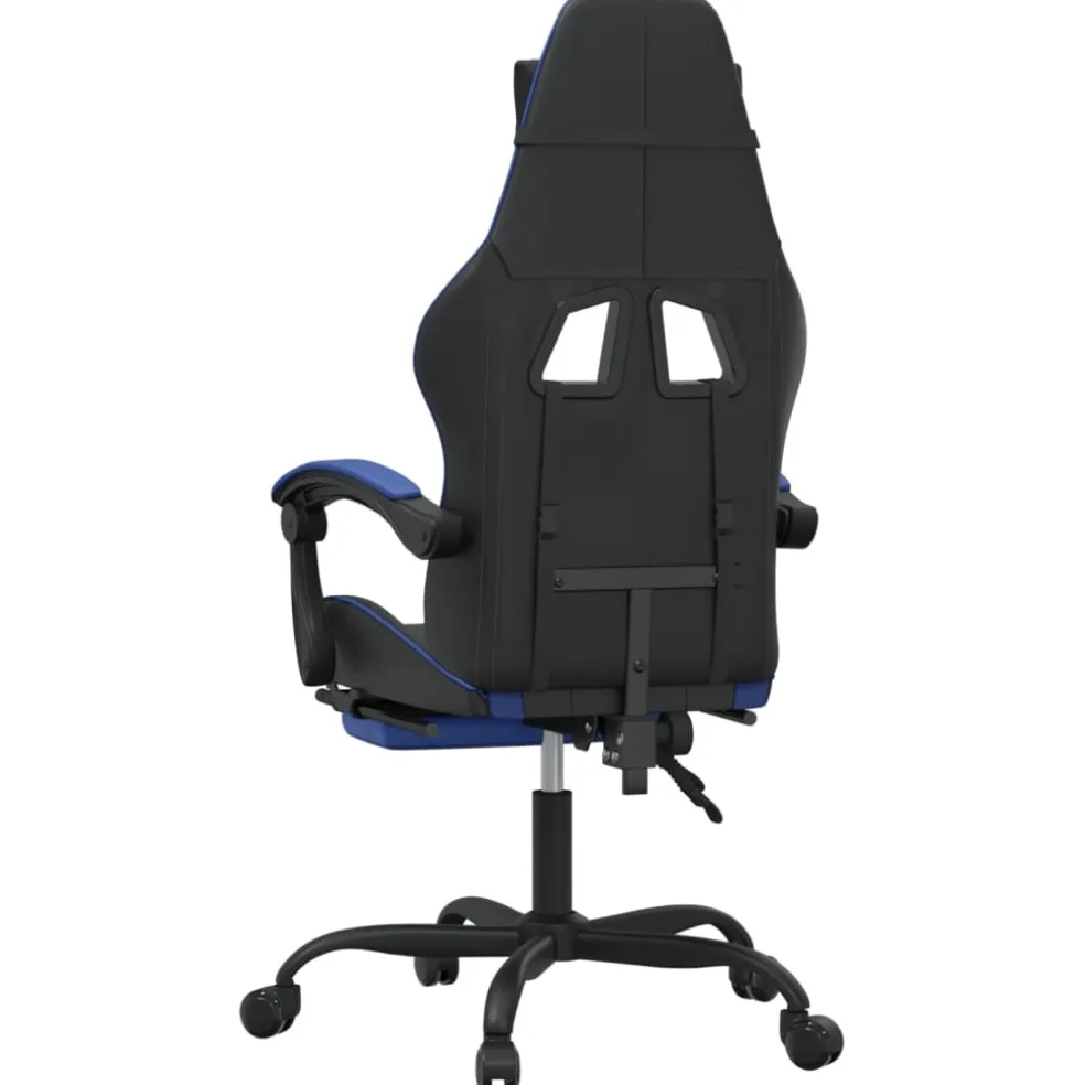 vidaXL Gamestoel draaibaar met voetensteun kunstleer zwart en blauw