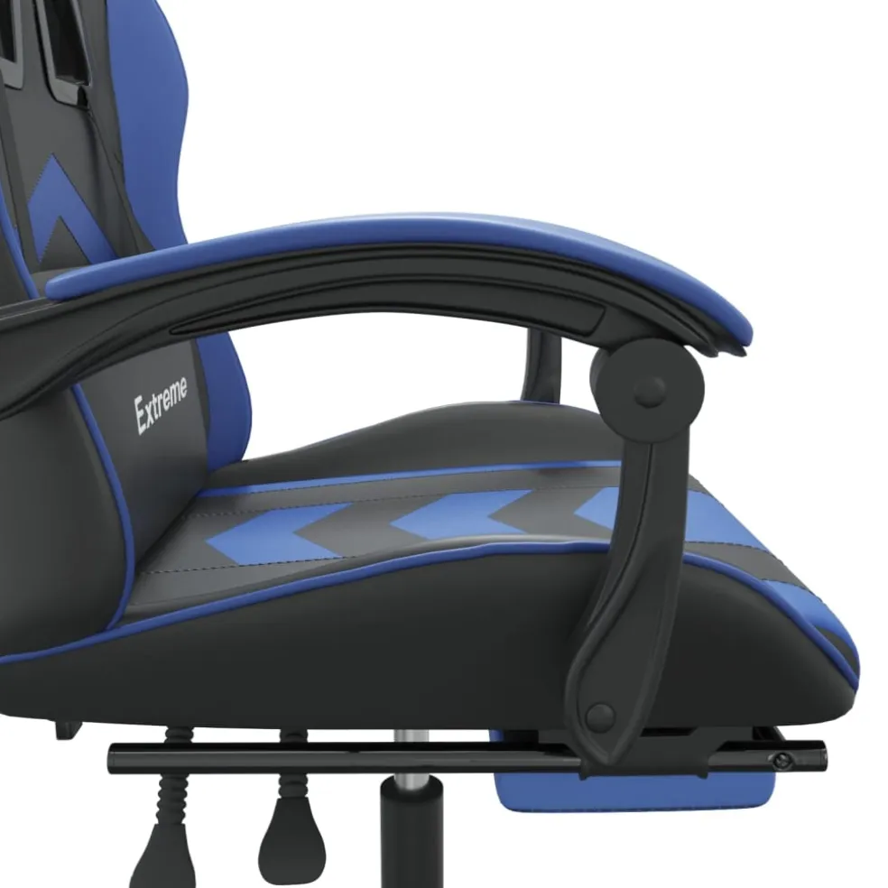 vidaXL Gamestoel draaibaar met voetensteun kunstleer zwart en blauw