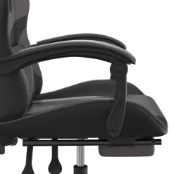 vidaXL Gamestoel draaibaar met voetensteun kunstleer zwart en grijs