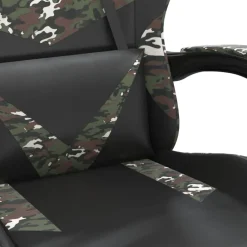 vidaXL gamestoel draaibaar met voetensteun kunstleer zwart&camouflage