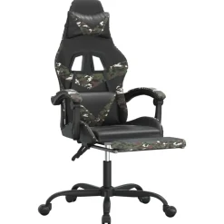 vidaXL gamestoel draaibaar met voetensteun kunstleer zwart&camouflage