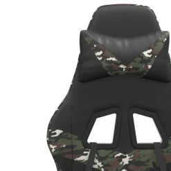 vidaXL gamestoel draaibaar met voetensteun kunstleer zwart&camouflage