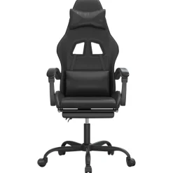 vidaXL gamestoel draaibaar met voetensteun kunstleer zwart