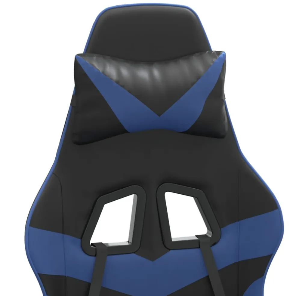 vidaXL Gamestoel draaibaar met voetensteun kunstleer zwart en blauw