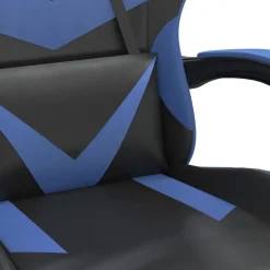 vidaXL Gamestoel draaibaar met voetensteun kunstleer zwart en blauw
