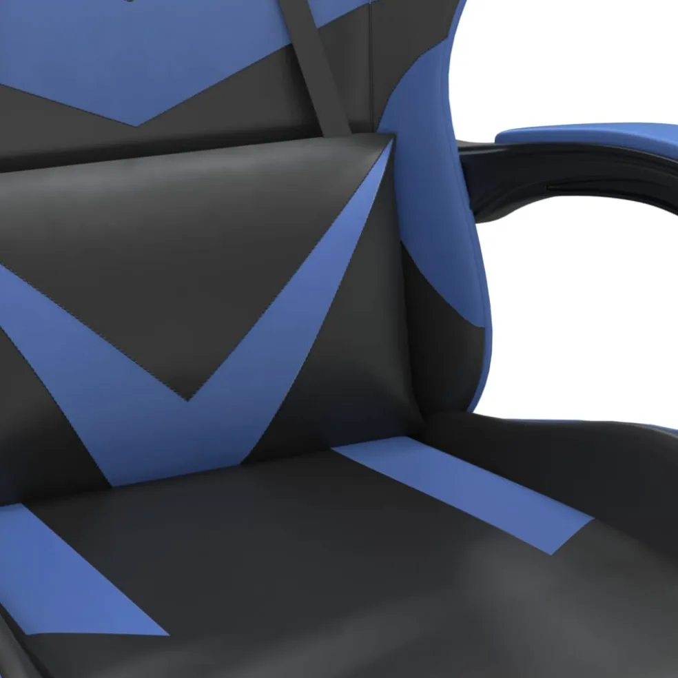 vidaXL Gamestoel draaibaar met voetensteun kunstleer zwart en blauw